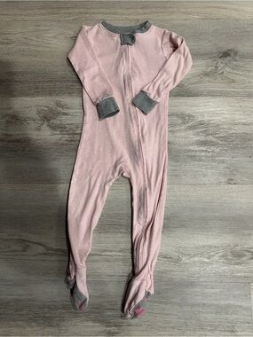 The Honest Company Pink Footed Sleeper with Gray Trim